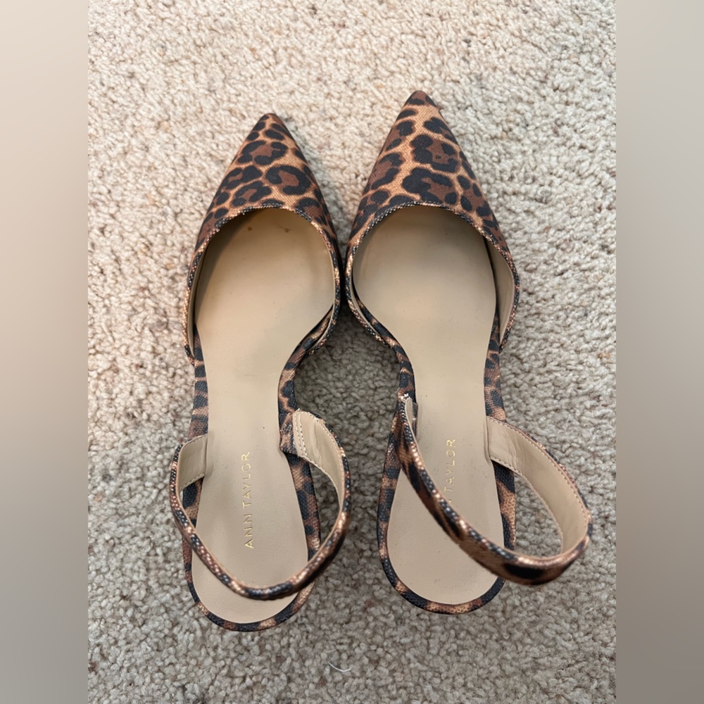 Ann Taylor Kerry Slingback Pumps in Leopard Print, size 7.5